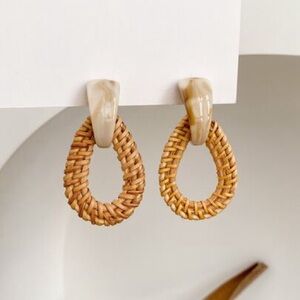 Bohemian Rattan Water Drop Earrings Handmade
